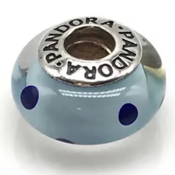 Pandora Jewelry - Pandora bead retired murano blue polka dot